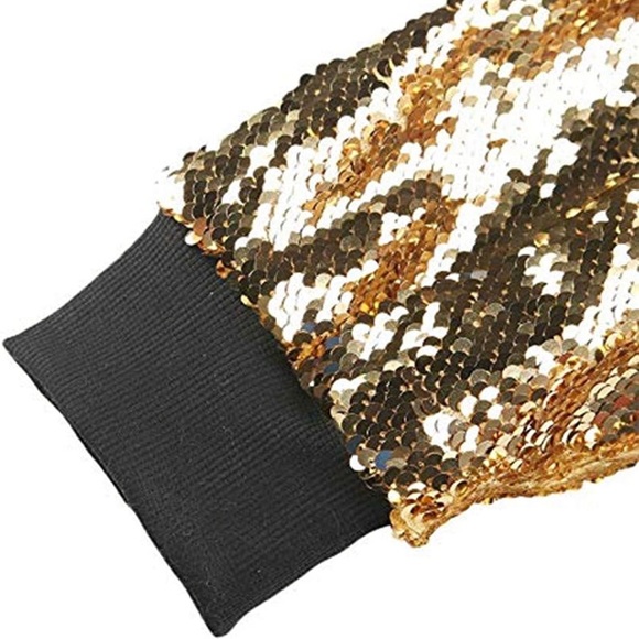 Gold sequin disco bomber jacket - Picture 3 of 8